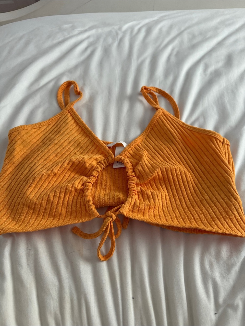 H&M Orange Ribbed Tie-Front Cami